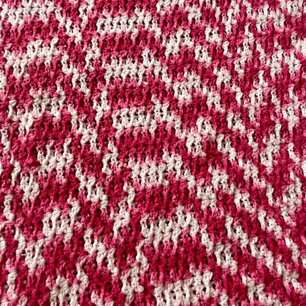 Vintage Granny Handmade Hot‎ pink Afghan Blanket 41x36’